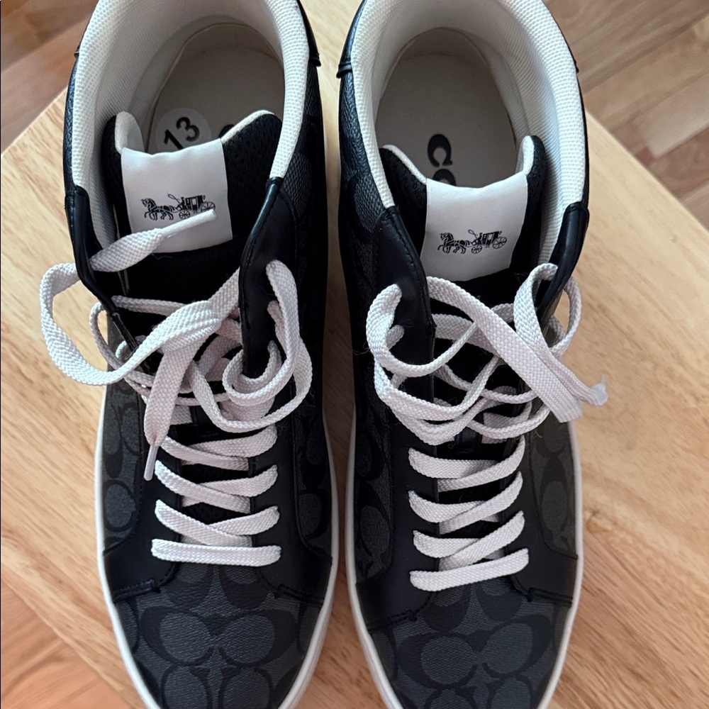 Coach Black and White Monogram Athletic Shoes - Picture 1 of 7